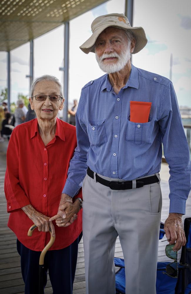 Don Smith and wife Buddy, of Mount Pleasant, at the Crime and Justice Rally held at the Bluewater Quay, Mackay on Saturday. Mr Smith said the government was more preoccupied with protecting criminals' wellbeing than the safety of its citizens. Picture: Heidi Petith