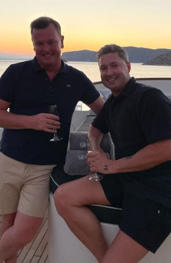 Michael Clarke and Anthony Bell on a previous holiday together.