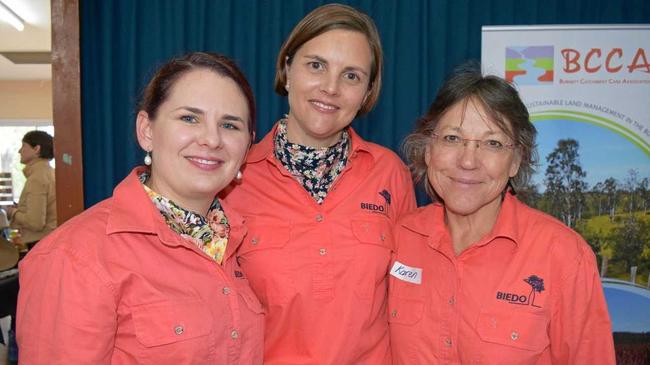 BIEDO GIRLS: Sarah Aberdein, Kristy Frahm and Karen Seiler at a Burnett Inland Women in Agriculture (WAGs) Day at Biggenden last year. Picture: Erica Murree