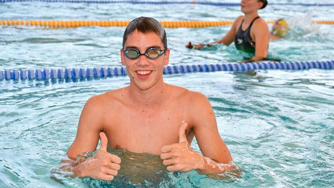 James Smith 17 of Darwin Swimming Club at the 2023 Country Swimming Championships at Parap Pool, Darwin. Picture: Pema Tamang Pakhrin