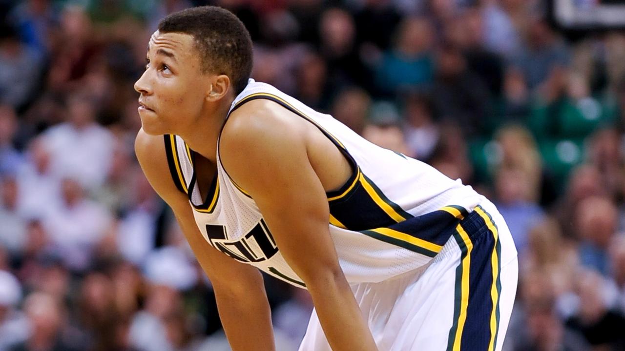 SALT LAKE CITY, UT - NOVEMBER 5: Dante Exum #11 of the Utah Jazz watches a replay during their game against the Cleveland Cavaliers at EnergySolutions Arena on November 5, 2014 in Salt Lake City, Utah. NOTE TO USER: User expressly acknowledges and agrees that, by downloading and using this photograph, User is consenting to the terms and conditions of the Getty Images License Agreement. (Photo by Gene Sweeney Jr/Getty Images)