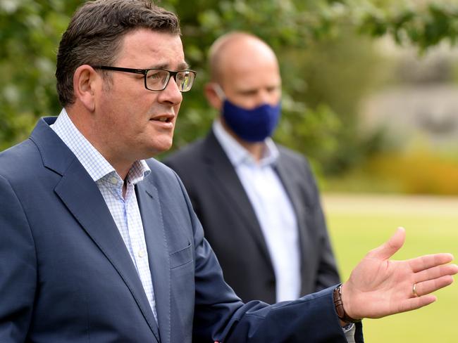 Victorian Premier Daniel Andrews in Melbourne on Thursday. Picture: Andrew Henshaw