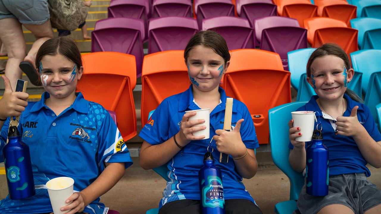 Harper badlock, Indiana badlock, Chloe quinn at the NTFL grand final. Picture PEMA TAMANG Pakhrin