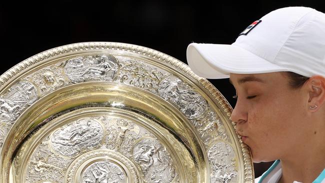 Wimbledon champion Ash Barty’s sensational year on the court ended with her winning the Newcombe medallist for the fourth time. Picture: Getty Images