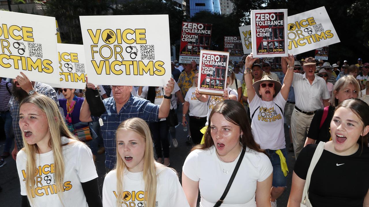 Voice for Victims march on Parliament House, Brisbane. Picture: Liam Kidston