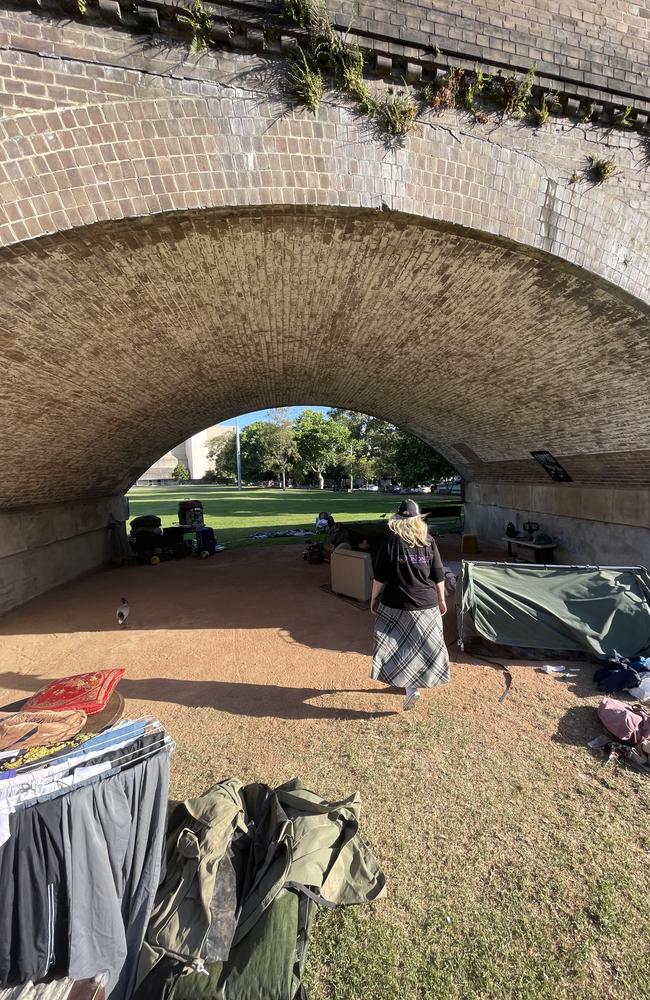 A homeless camp in a park in Sydney. Picture: Jack Evans