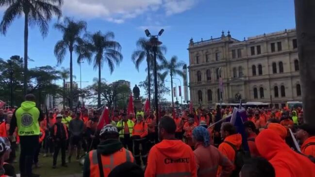 CFMEU protest at Cross River Rail site