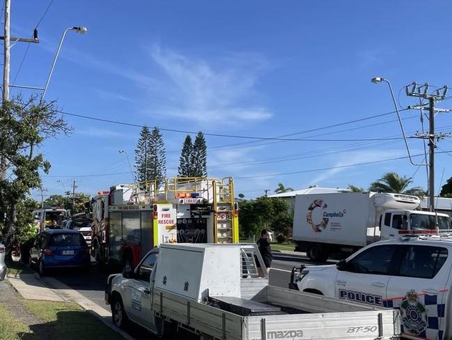 Emergency services have attended the scene of a crash between a bike and truck on Alexandra Street on February 26.