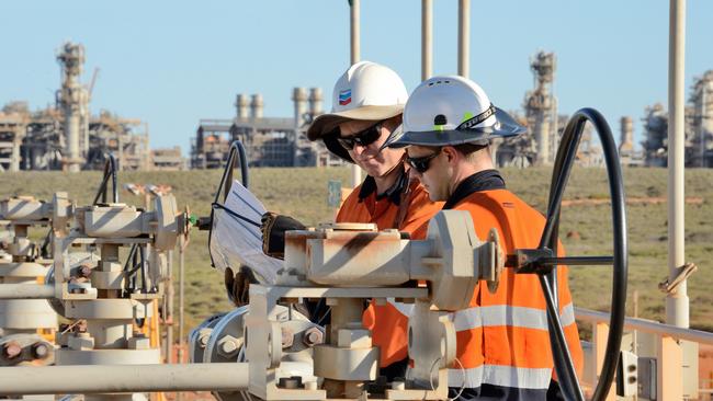 Chevron staff at the Gorgon carbon dioxide injection facility on Barrow Island, Western Australia. Picture: AAP