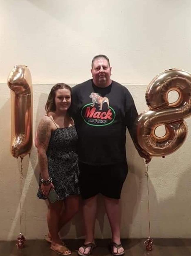 Hannah with her dad Kane Oats on her 18th birthday. Picture: Supplied by family.