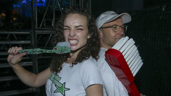 Greens Leader Adam Bandt with influencer Abbie Chatfield at The Brightside in Fortitude Valley. Picture: NewsWire/ Glen Campbell