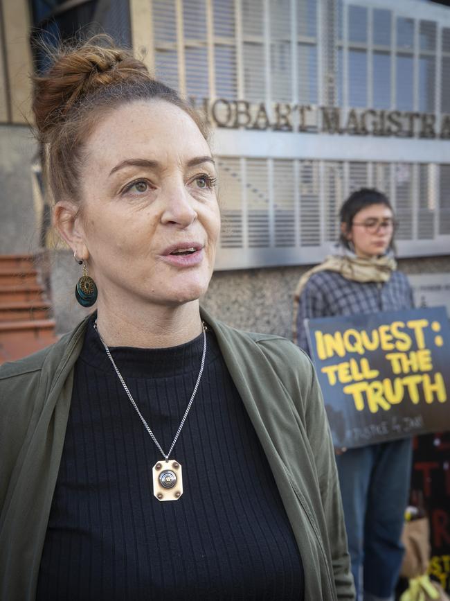 Faith Tkalac the mother of Jari Wise outside the Hobart Magistrates Court. Picture: Chris Kidd