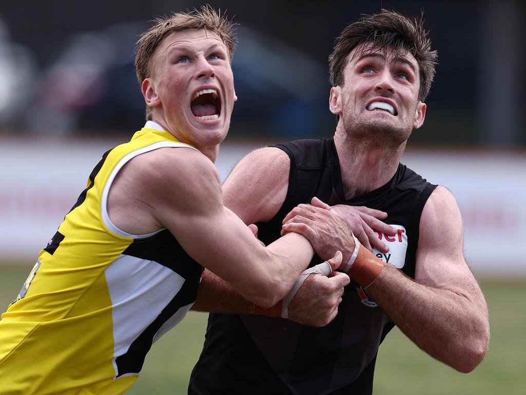 Tom Campbell (right) could continue his career at Melbourne as Max Gawn’s back-up.