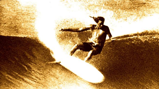 Gold Coast surfer Michael Peterson in a still from the 1971 surfing film 
