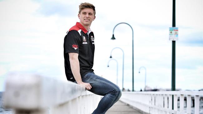 St Kilda’s Seb Ross at Port Melbourne beach. Picture: Michael Klein