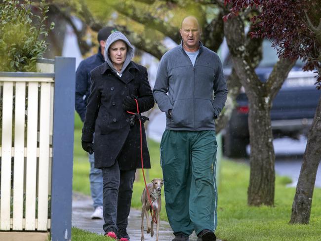 Optus CEO Kelly Bayer Rosmarin in Bowral with her husband Rodney Rosmarin, pictured for the first time since the Optus hack. Picture: Liam Mendes