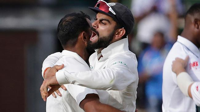 Virat Kohli likes to show his emotions on the field. Pic: AFP