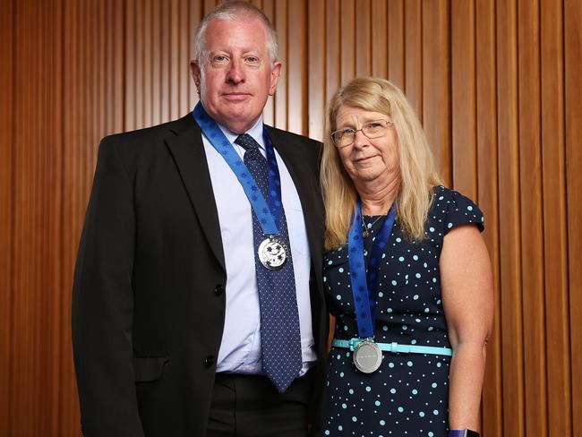 Mark and Faye Leveson who were awarded medals for their extraordinary efforts in pursuing justice for their son Matt. Picture: Tim Hunter