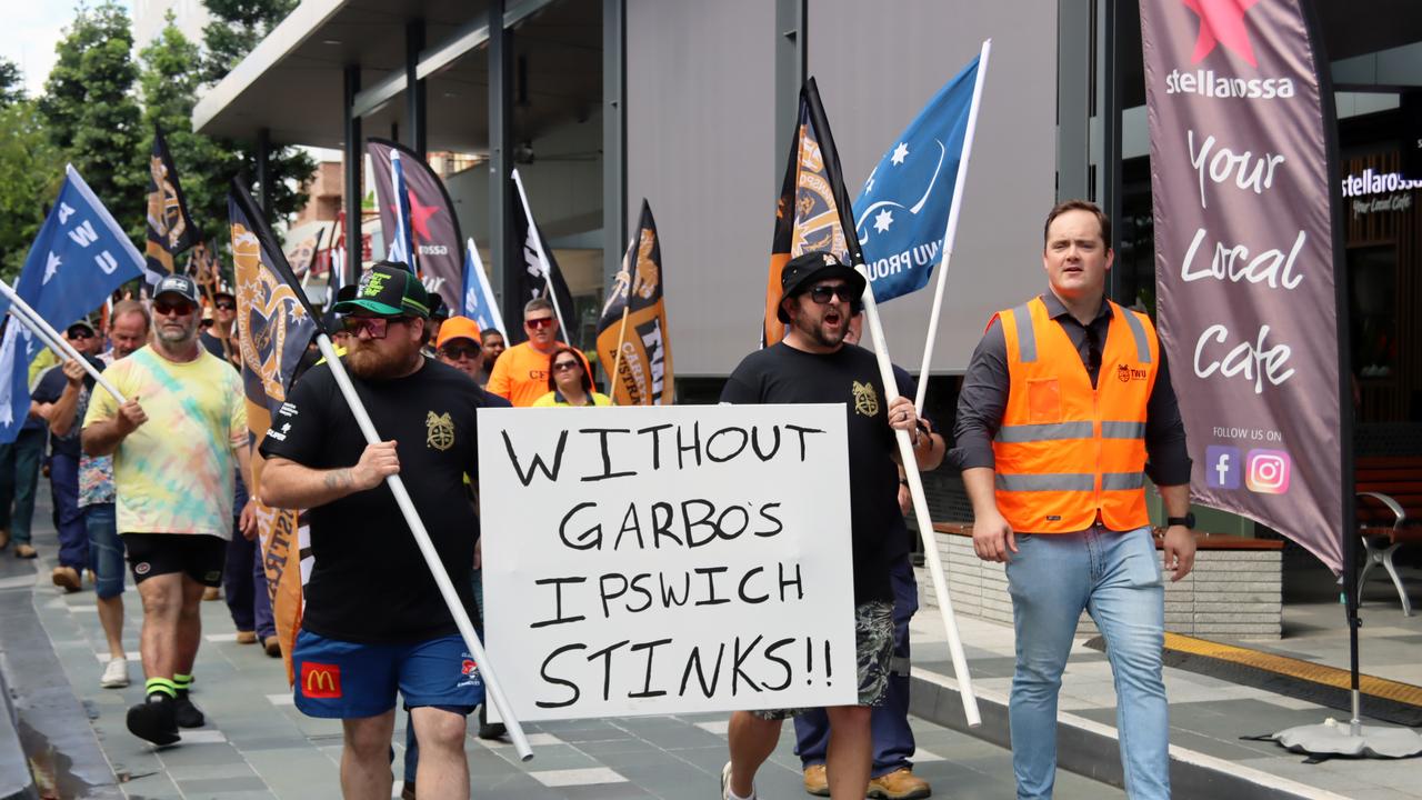 Ipswich garbos will go back on strike on Friday and possibly also next Monday and Tuesday. Picture: TWU