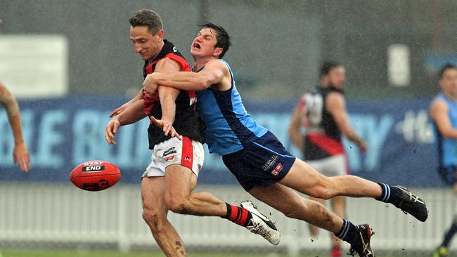 Jonas lays a tackle for Sturt. Picture: Tom Huntley