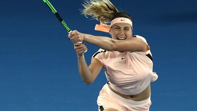 Aryna Sabalenka made the noise after almost every shot. Picture: Getty