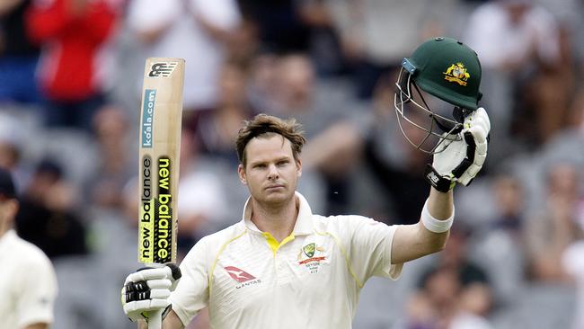 Day 5 of the 4th Ashes test. Australia vs. England at the MCG. Australian skipper Steve smith brings up his century. Pic: Michael Klein