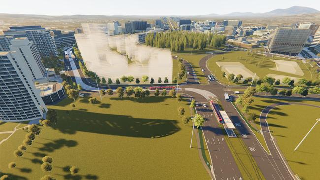 Render of ACT Government plans to raise London Circuit in Civic. Picture: ACT Government