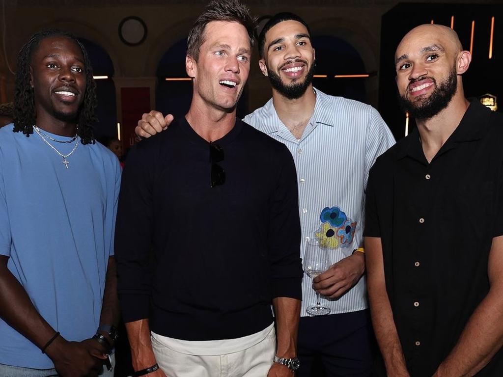 Jrue Holiday, Tom Brady, Jayson Tatum and Derrick White.