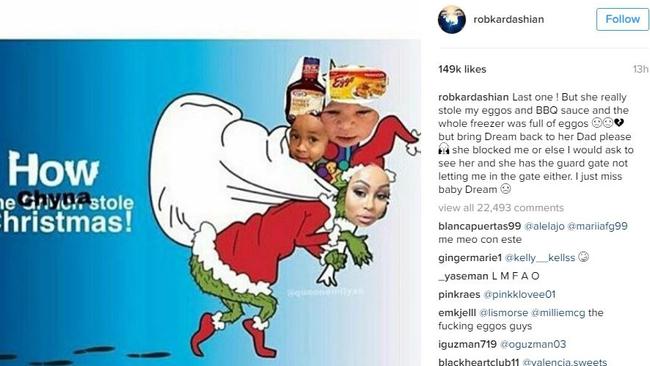 A fan meme suggested “Chyna stole Christmas.” Picture: Instagram