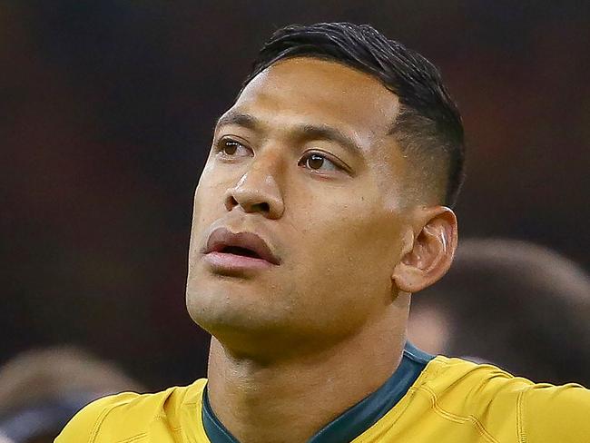 Israel Folau in Cardiff in 2018. (Photo by GEOFF CADDICK / AFP)