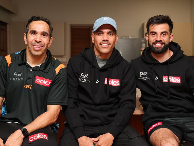 Eddie Betts, Michael Walters and Wayne Milera at an Eddie Betts Foundation event