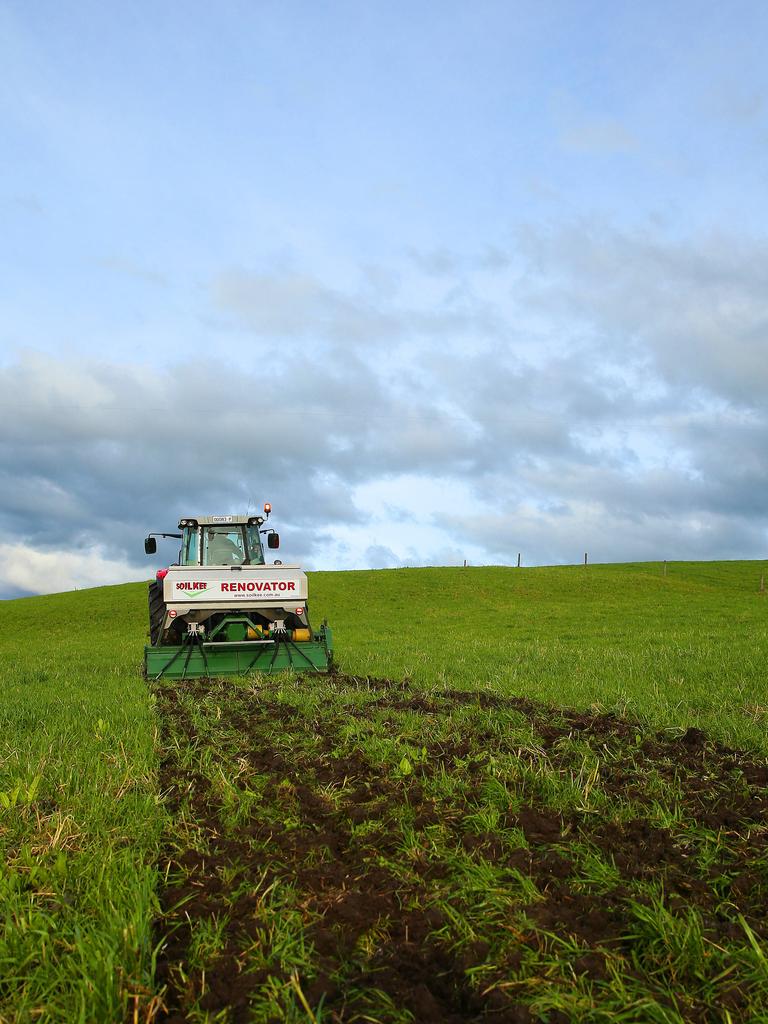 A renovated strip of pasture after the Soilkee makes one pass. Picture: Andy Rogers