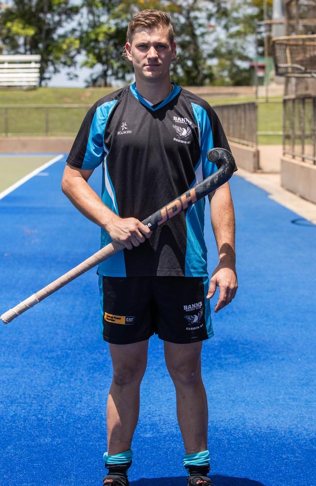 Banks captain Ayden Parkin ahead of the 2023 Darwin Hockey League grand finals. Picture: Pema Tamang Pakhrin