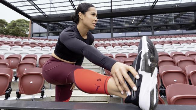 NRLW star Tiana Penitani wearing Puma and Modibodi’s new leak-proof activewear.