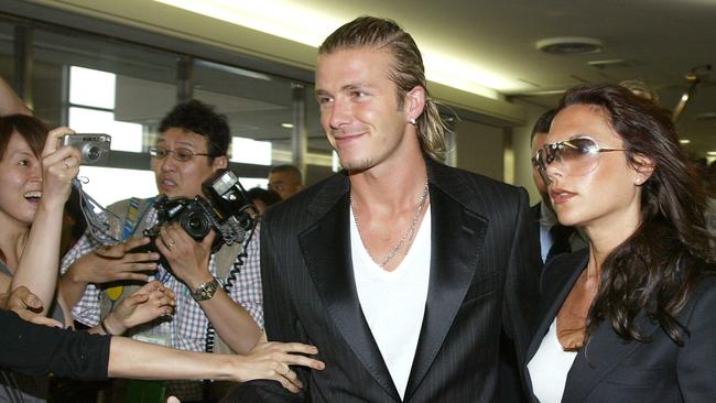 2003 was the height of Beckham’s football career as captain of England. This was taken days after it was announced he would be transferring to Spanish team Real Madrid. Picture: AFP