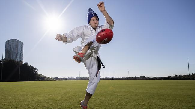 Giants star Toby Greene will dress as the Karate Kid when he goes down the slide for FightMND. Picture: Getty