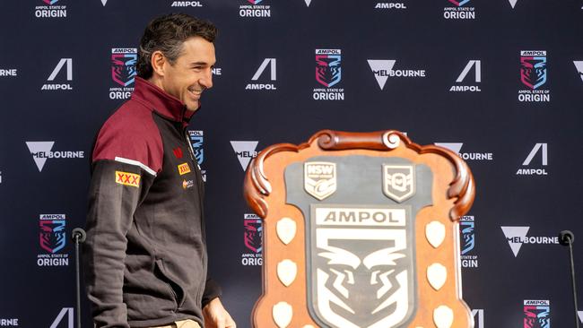 Queensland Maroons coach Billy Slater walks on the stage. Picture: Mark Stewart