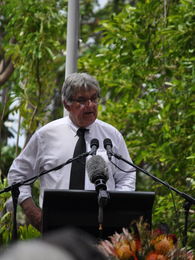 Former Cabinet colleague, staff member and family friend Stephen Dunham, delivered part of the eulogy. Picture: GREG THOMSON