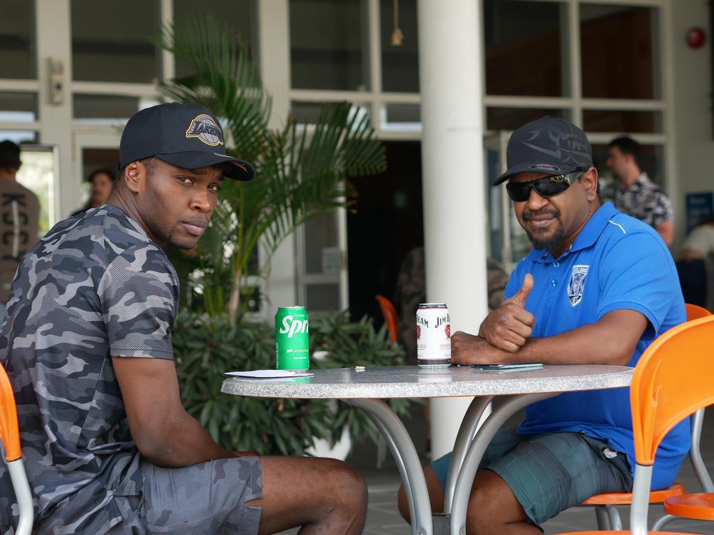 Joseph Ishmail and Yamae Ware before the Battle on the Reef boxing at Townsville Entertainment and Convention Centre on October 8. Picture: Blair Jackson