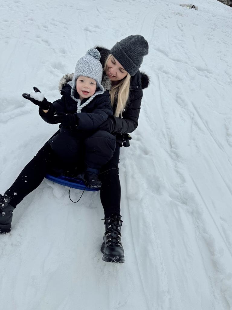 My son was a big fan of tobogganing. Picture: Bronte Coy