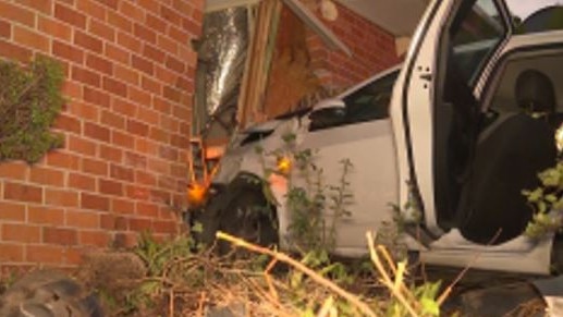 The car crashed into the front of a home on Whitford Road, Hinchinbrook. Picture: TNV