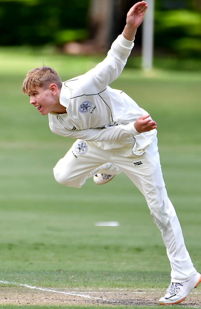 Brisbane Boys College bowler Sam Bell. Picture: John Gass