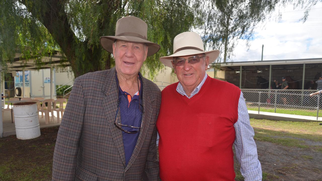 Retired trainer Ron MacRea and race sponsor Basil Nolan from Raheen Stud at the races on Tuesday.