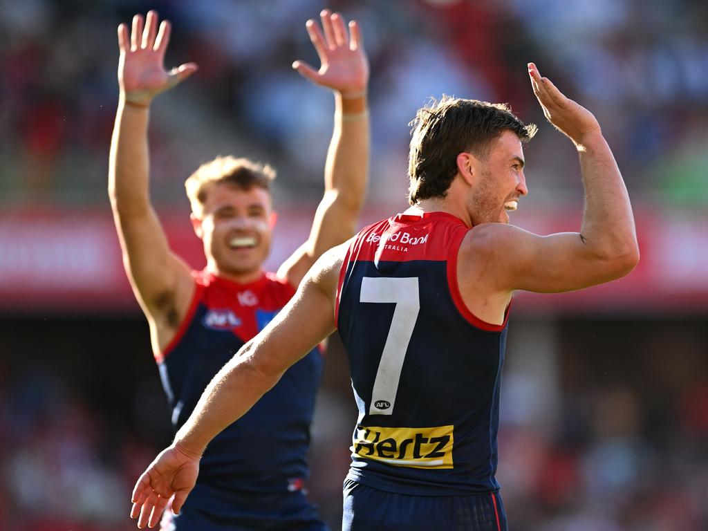 Jack Viney led the Demons to a big win over Gold Coast. Picture: Albert Perez/AFL Photos via Getty Images