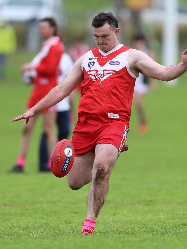 Alvie’s Dominic Dare booted three goals against Birregurra.