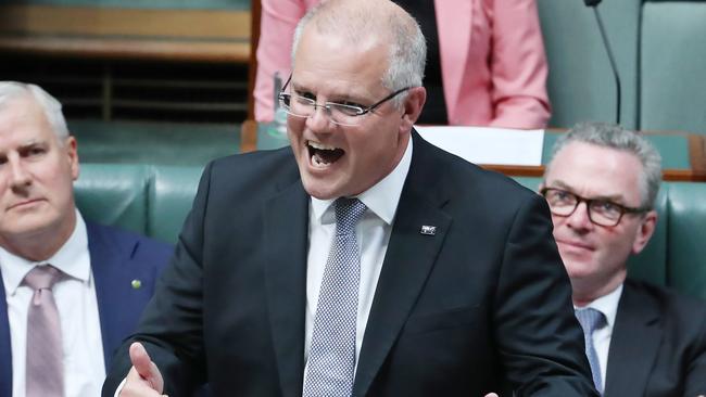 The Prime Minister Scott Morrison during Question Time in the House of Representatives in Parliament House Canberra. Picture: Gary Ramage