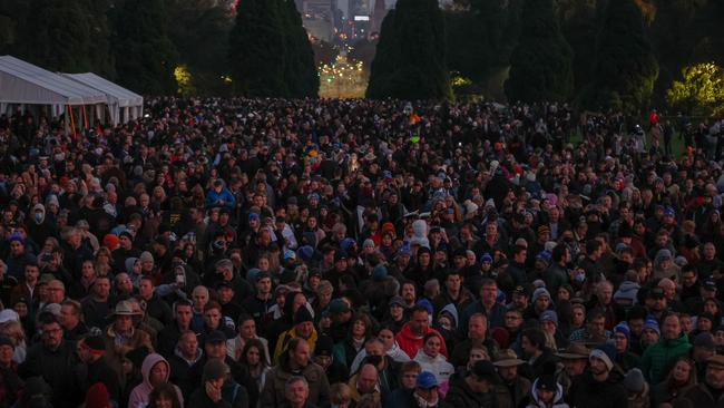 A crowd of thousands at The Shrine of Remembrance. Picture: Getty Images