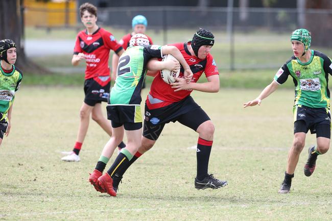 A Rugby League Gold Coast junior gala day at Burleigh Bears Junior Rugby League Club. Under 14s. Mudgeeraba vs Helensvale. Number 8. 5 September 2021 Miami Picture by Richard Gosling
