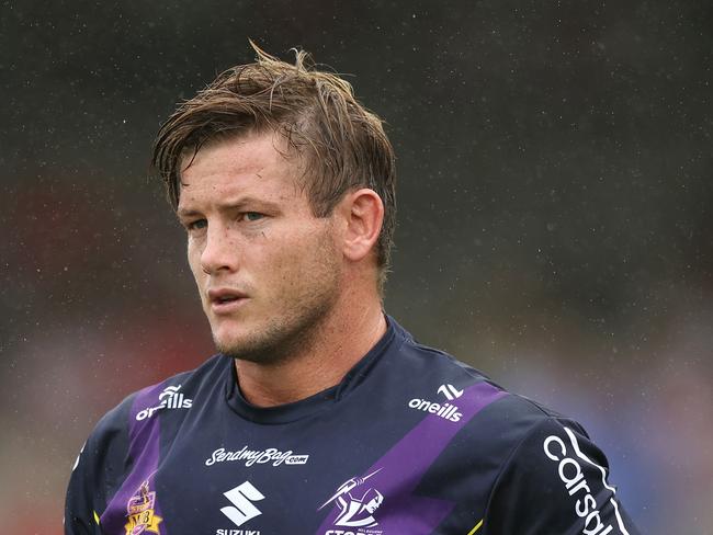 SYDNEY, AUSTRALIA - MARCH 29: Harry Grant of the Storm warms up during the round four NRL match between St George Illawarra Dragons and Melbourne Storm at Netstrata Jubilee Stadium, on March 29, 2025, in Sydney, Australia. (Photo by Mark Metcalfe/Getty Images)