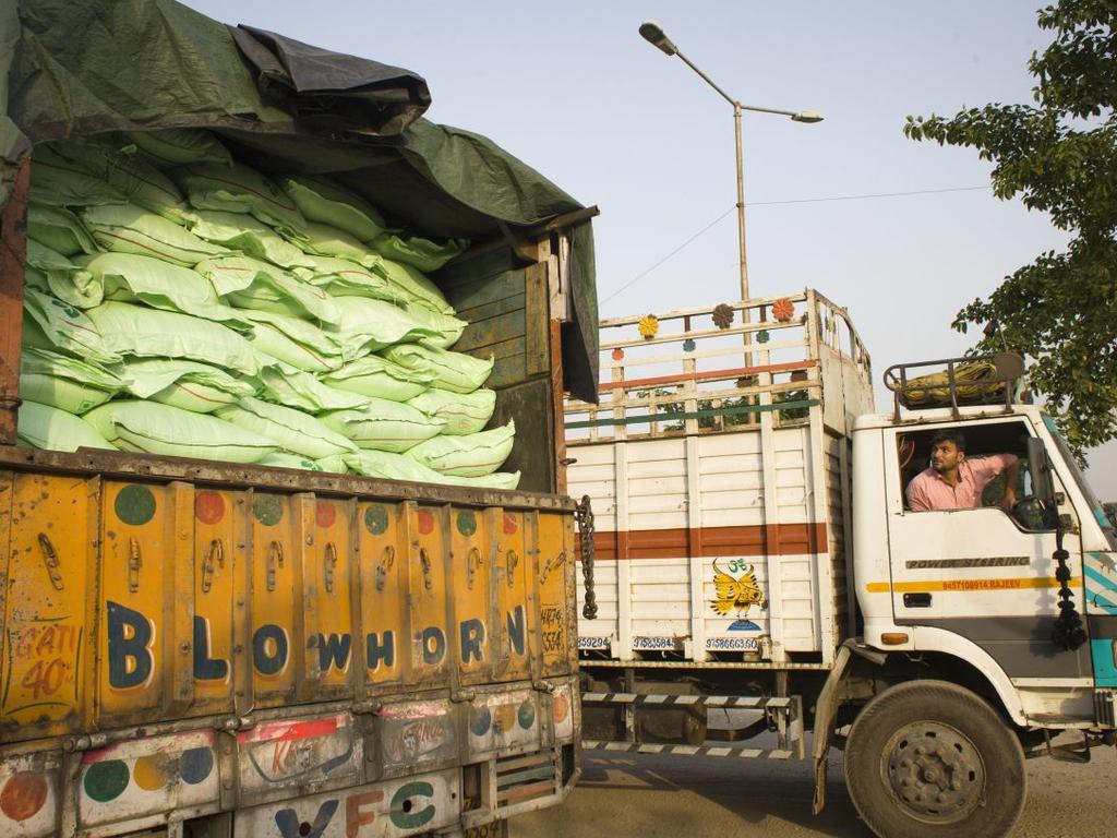 A truck loaded with sugar bags at a mill in Uttar Pradesh, India. Picture: Elena Del Estal for the Wall Street Journal